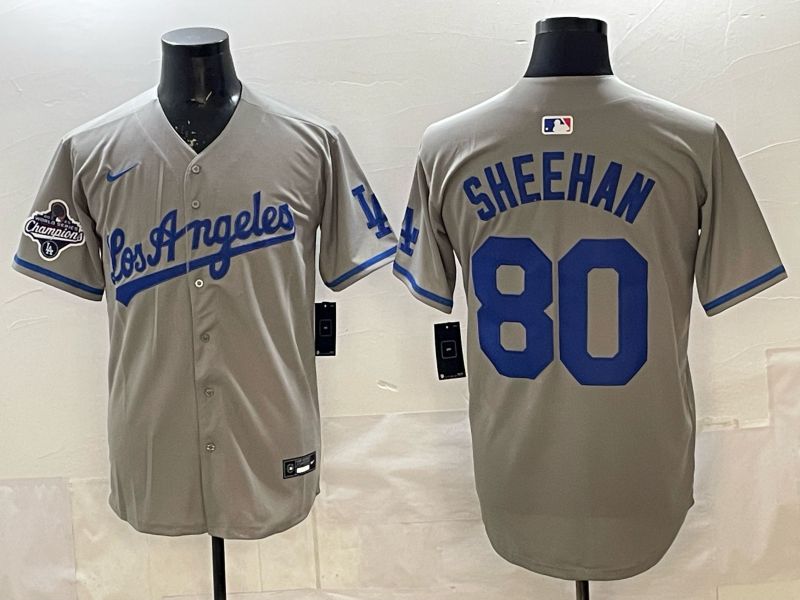 Men 2025 Los Angeles Dodgers #80 Sheehan Grey Game Nike MLB Jersey style 004->los angeles dodgers->MLB Jersey